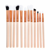 12pcs  Wooden Handle Soft Blending Makeup Brushes Set